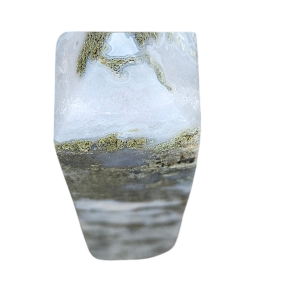 Large Moss Agate Tower with Druzy Inclusions 6" NWT - Picture 8 of 8